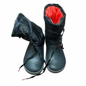 Crocs Black Winter Boots Red Lined Women’s